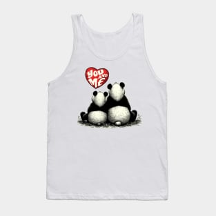 Couple Panda Bear in Love Print art illustration Panda Valentines gifts Tank Top
